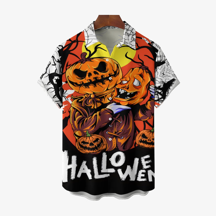 Halloween Ghost Pumpkin Short Sleeve Shirt 2409005117