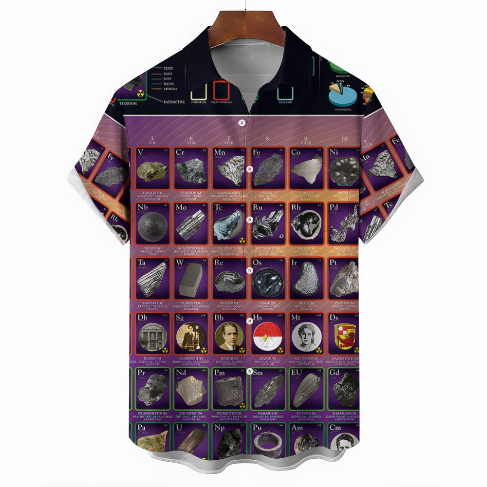 Men's classic periodic table print short sleeve shirt 2408005722