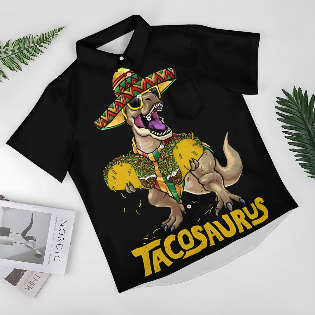 Men's Mexican style Tyrannosaurus Rex TAKO Casual Short Sleeve Shirt 2403000814
