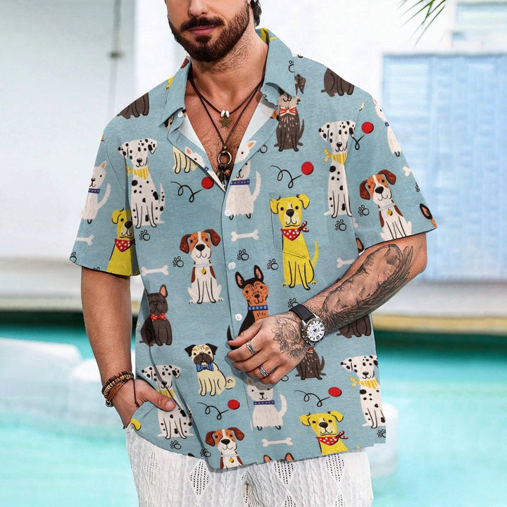 Dogs Cartoon Casual Large Size Short Sleeve Shirt 2407004410