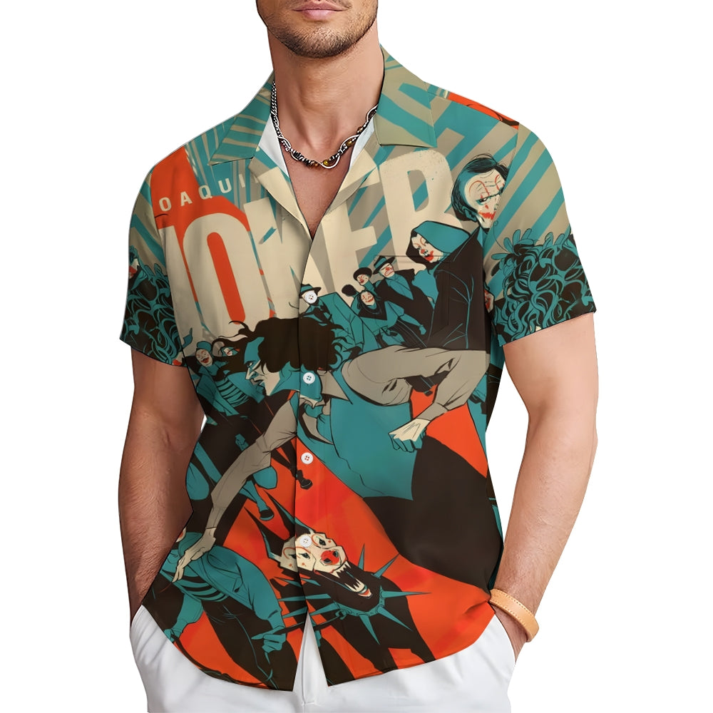 Men's Joker Print Casual Short Sleeve Shirt 2409005681