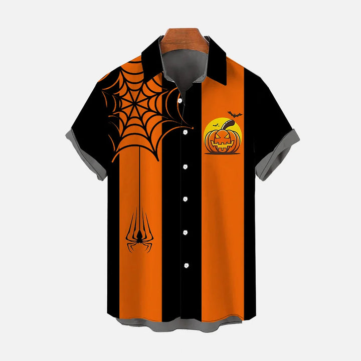 Halloween Spider Web Casual Short Sleeve Shirt