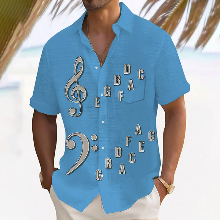 Men's Bass Clef Print Short Sleeve Shirt