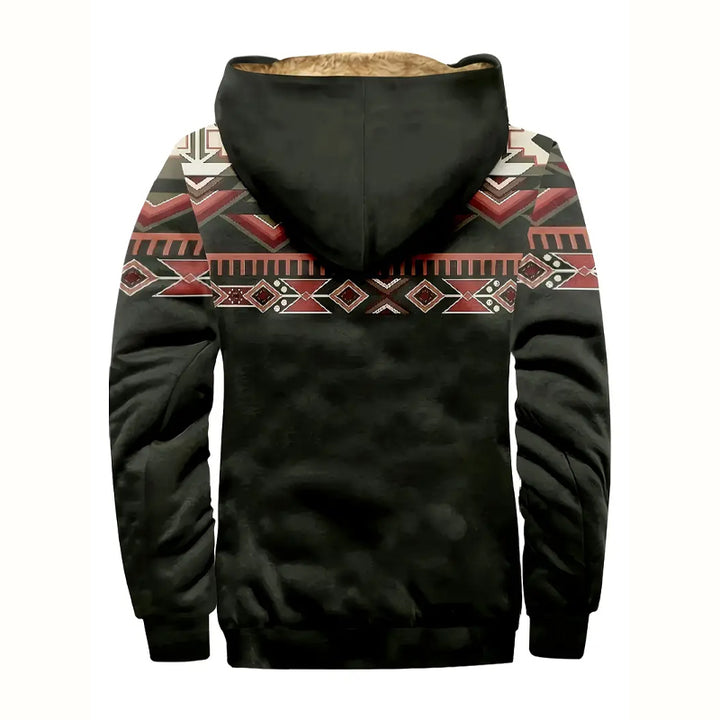 Men's Ethnic Style Geometric Graphic Pattern Hooded Long Sleeve Jacket