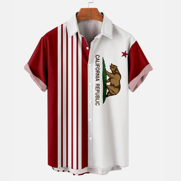 Men's California State Bowling Style Short Sleeve Shirt