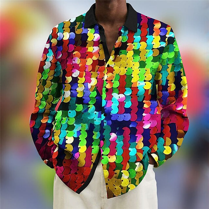 Men's bright carnival print long-sleeved shirt 2408011431