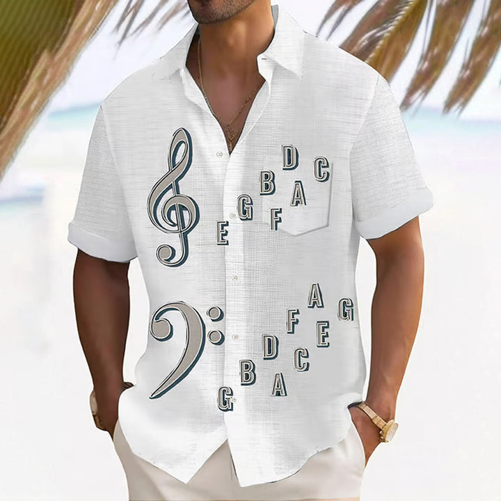 Men's Bass Clef Print Short Sleeve Shirt