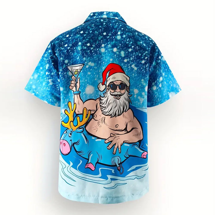 Men's Lovely Santa Holiday Wind Short Sleeve Shirt