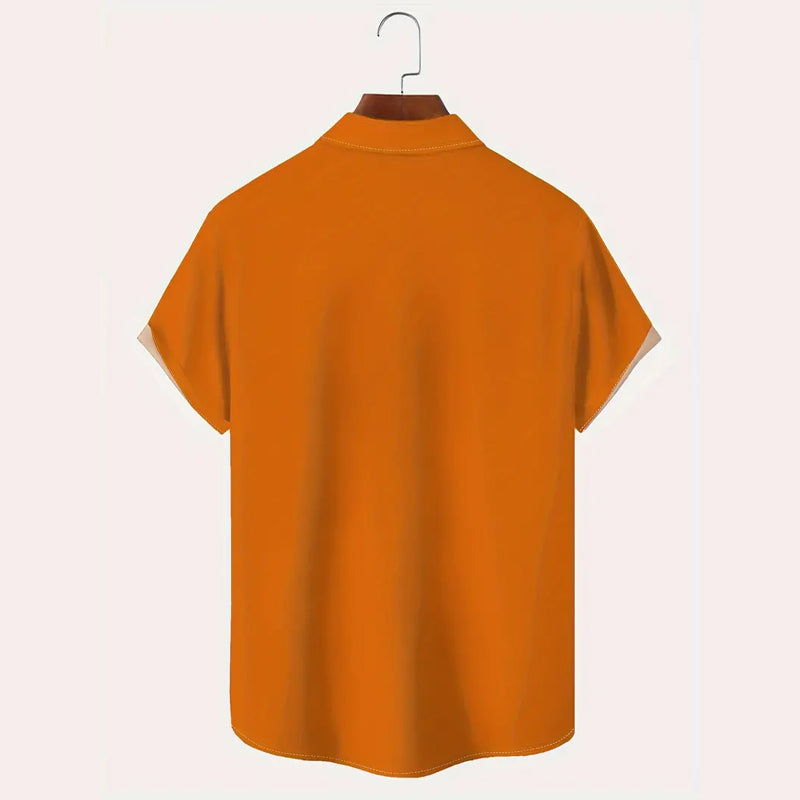 Men's Color Matching Cat Graphic Print Shirt