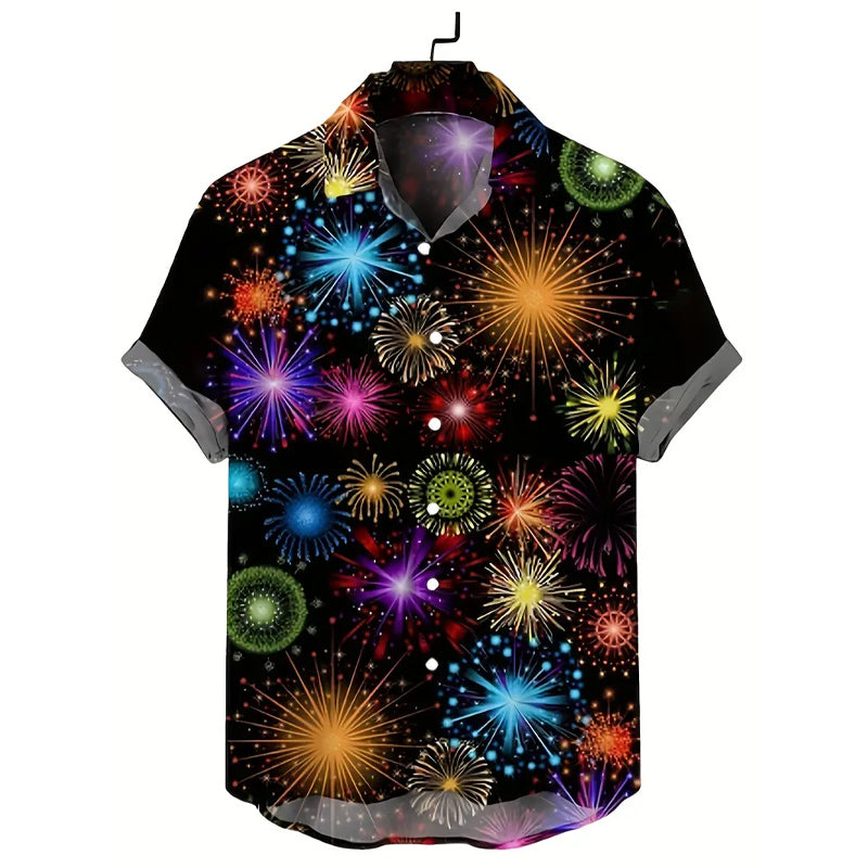 Men's Creative Star Pattern Graphic Print Shirt 2405002278