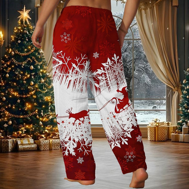 Men's Christmas Santa Claus Deer Drawstring Holiday Trousers