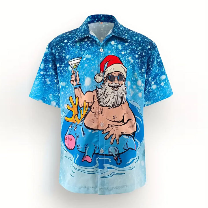 Men's Lovely Santa Holiday Wind Short Sleeve Shirt