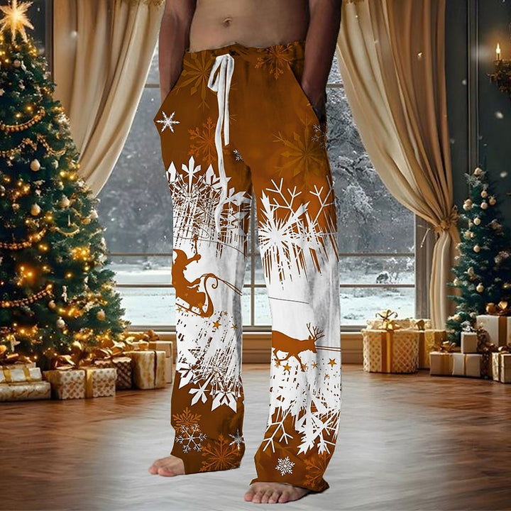 Men's Christmas Santa Claus Deer Drawstring Holiday Trousers