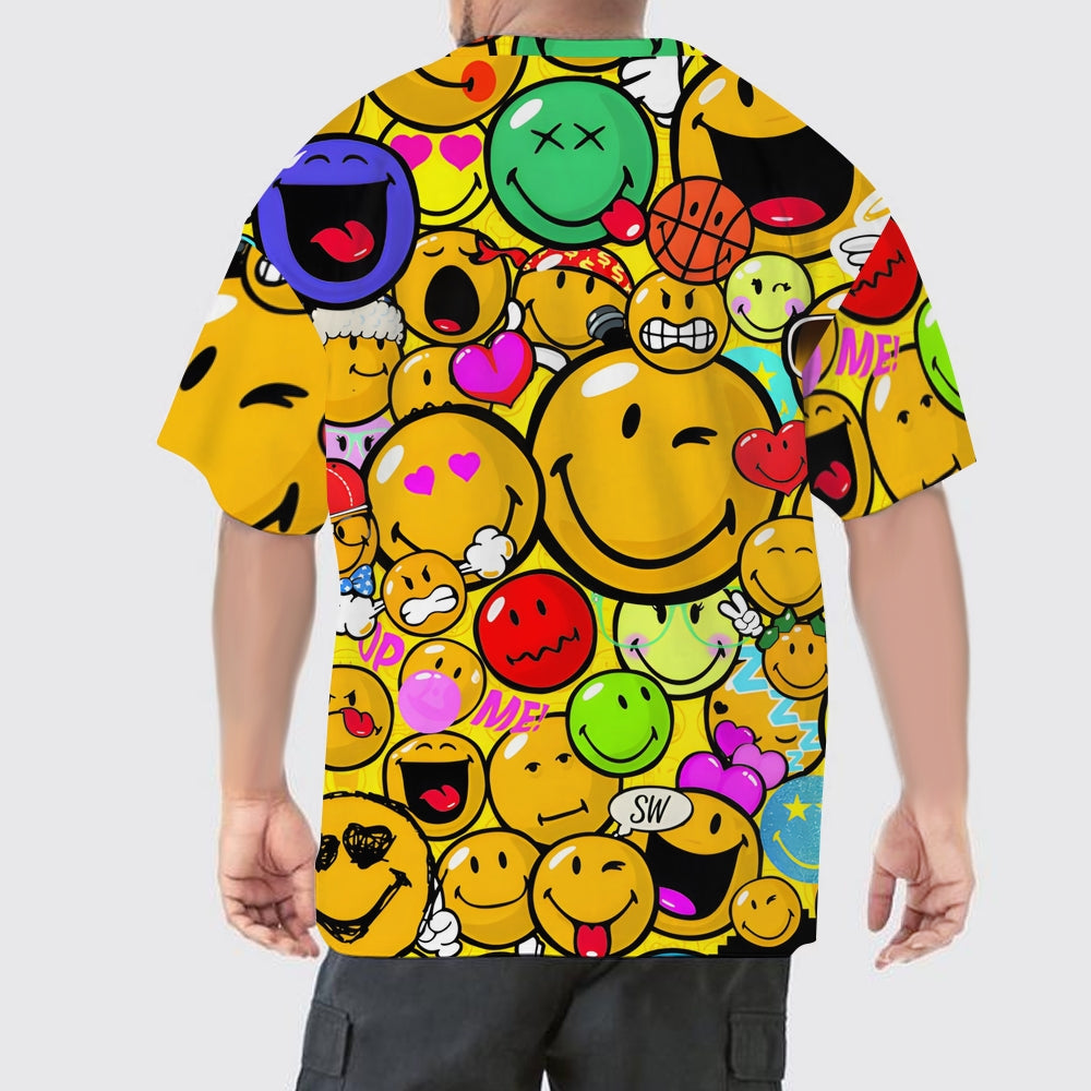 Emoji Printing Men's Large Size Printed Short Sleeve T-Shirt 2405000663