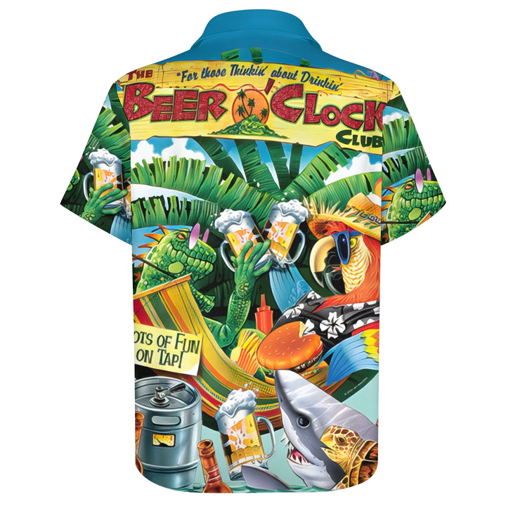 Men's Hawaiian Beer Casual Short Sleeve Shirt 2404001276