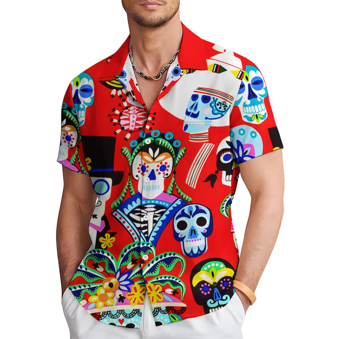 Men's Mexican Culture and Arts Casual Short Sleeve Shirt 2403000923