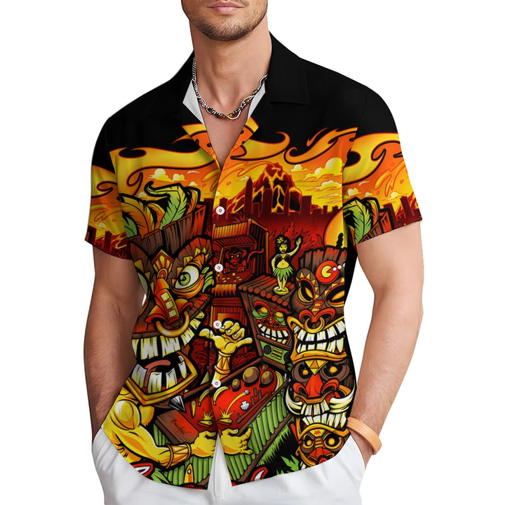 Men's Hawaiian TIKI Art Print Casual Short Sleeve Shirt 2404001464