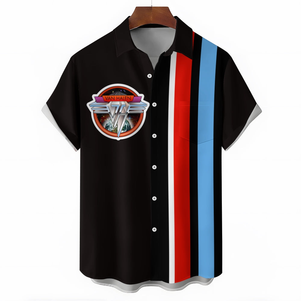Men's Metal Rock Plus Size Bowling Shirt Casual Short Sleeve Shirt 2404000643