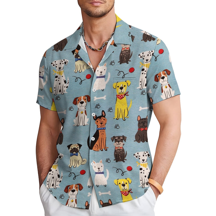 Dogs Cartoon Casual Large Size Short Sleeve Shirt 2407004410