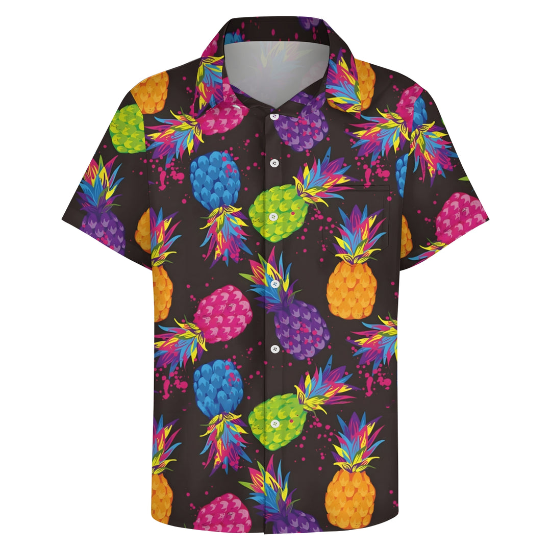 Colorful Pineapple  Hawaiian Casual Short Sleeve Shirt 2404001790