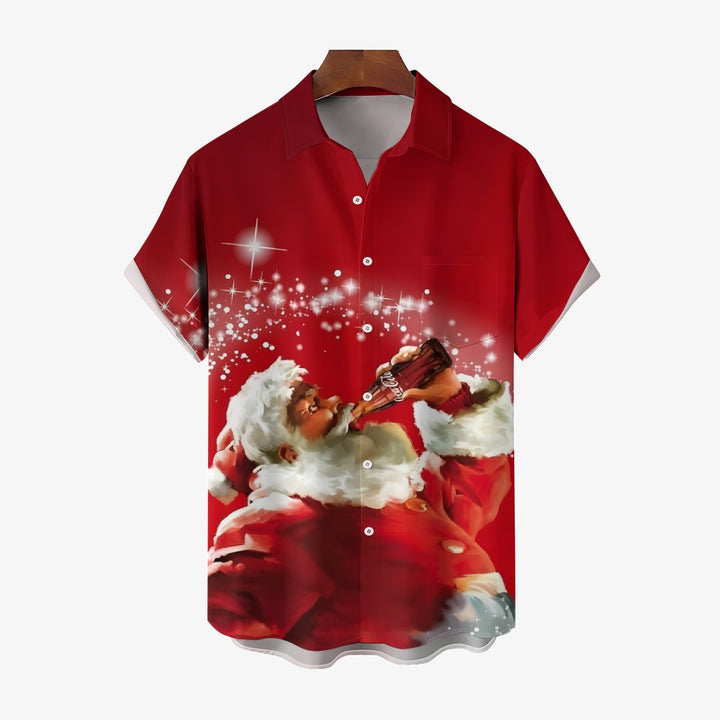 Christmas Santa Coke Casual Short Sleeve Shirt 2408008196