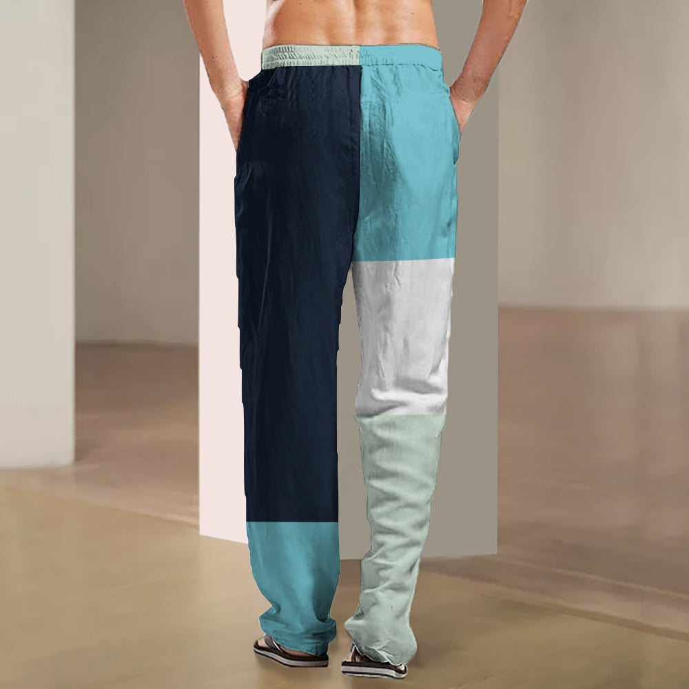 Men's Casual Loose Color Block Casual Pants 2411000457