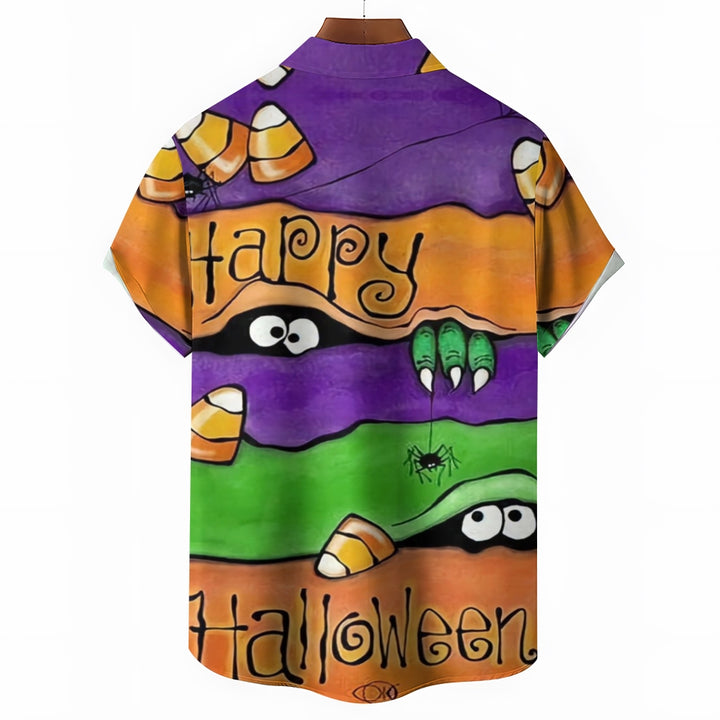 Happy Halloween Linen Short Sleeve Shirt 2409008853