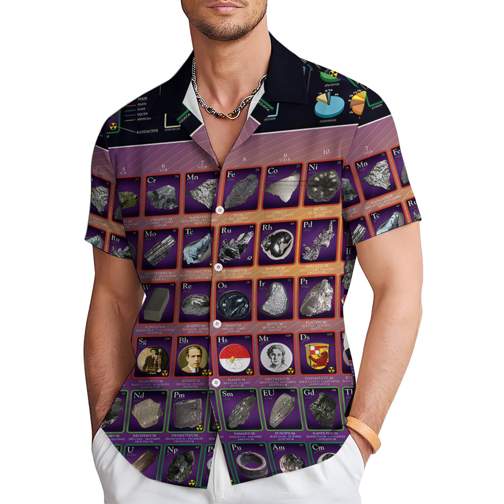 Men's classic periodic table print short sleeve shirt 2408005722