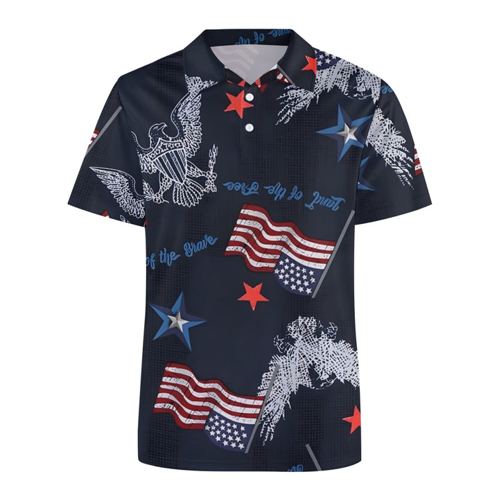 Flag Letter Animal Print Short Sleeve Polo Shirt 2404001473