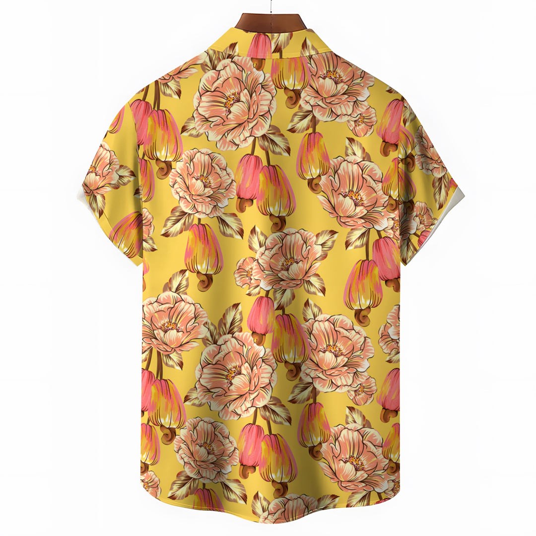 Men's Flower Print Casual Short Sleeve Shirt 2404000059