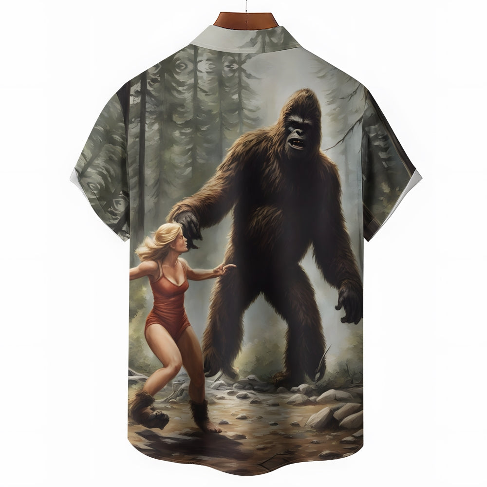 Bigfoot and Girls Casual Short Sleeve Shirt 2408002814