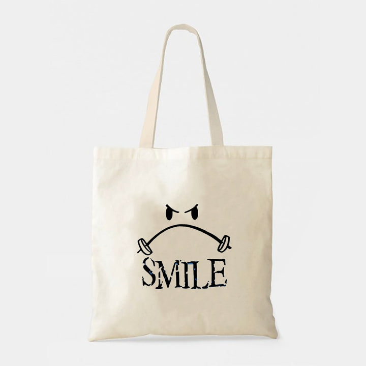 "SMILE" Simple Letter Print Casual Tote Bag