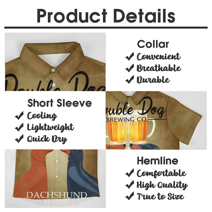 Dachshund Beer Print Casual Oversized Short Sleeve Shirt 2407003569