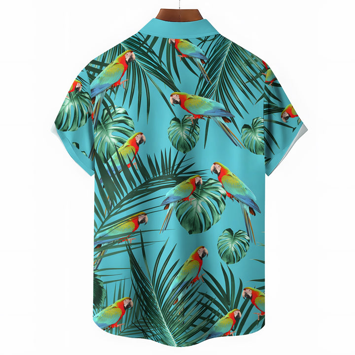 Men's Hawaiian Parrot Print Casual Short Sleeve Shirt 2403000912