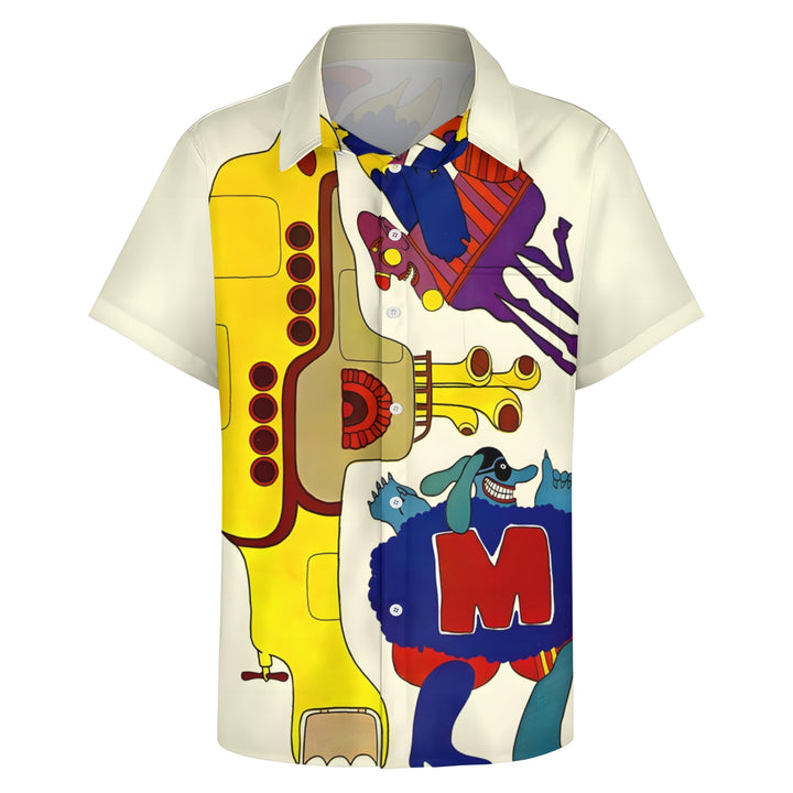 Yellow Submarine Music Casual Short Sleeve Shirt 2404001703