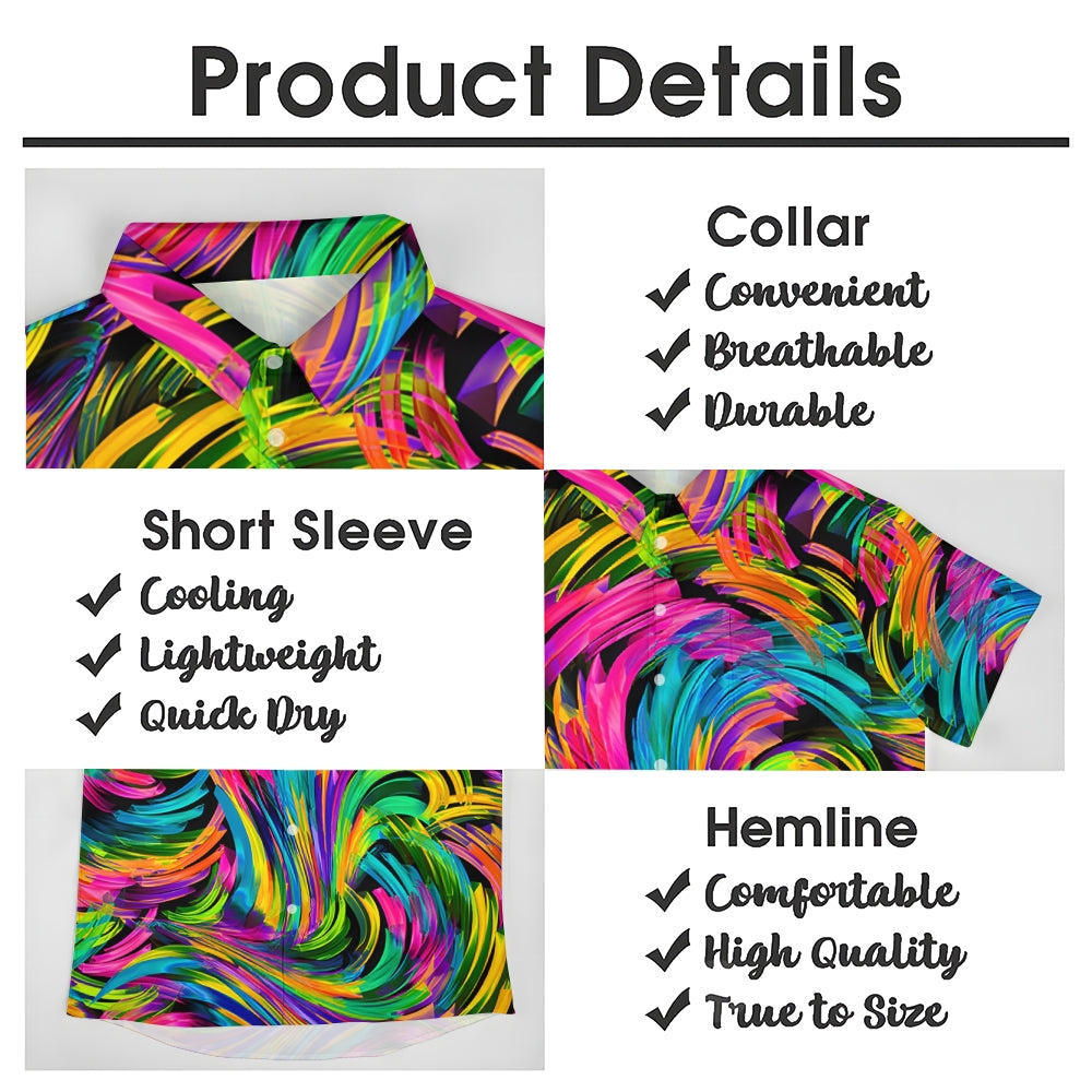 Colorful Texture Spiral Print Casual Large Size Short-Sleeved Shirt 2407001294