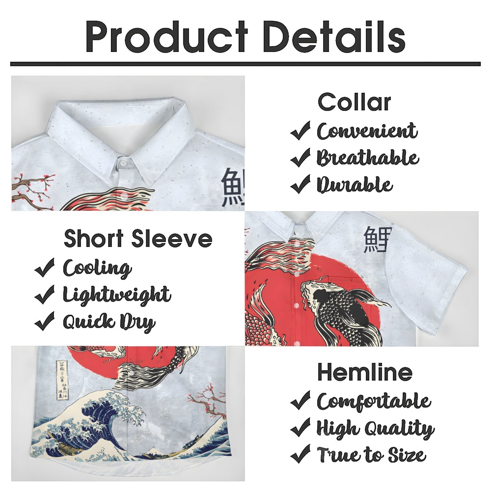 Ukiyo-e Art Fish Casual Large Size Short Sleeve Shirt 2406003314