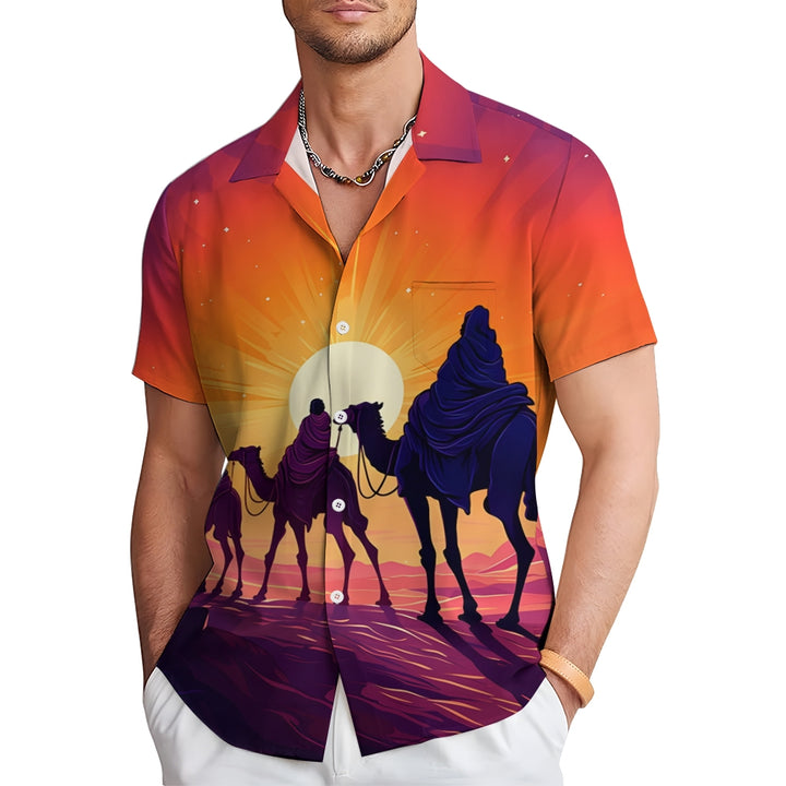 Three Kings Day Prints Casual Short Sleeve Shirt 2411013104