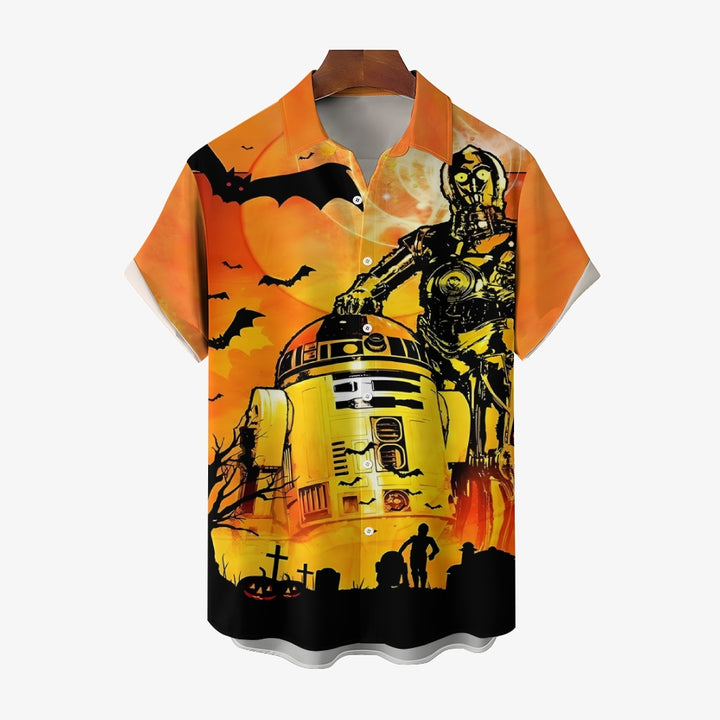 Halloween Cartoon Casual Large Size Short Sleeve Shirt 2407004236