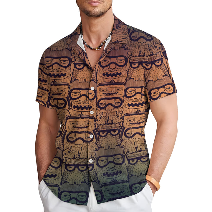 Men's TIKI Art Casual Short Sleeve Shirt 2403000914