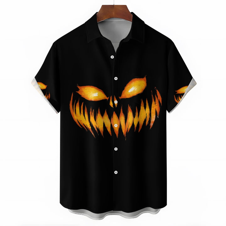 Men's Halloween Ghost Pumpkin Short Sleeve Shirt 2408008246