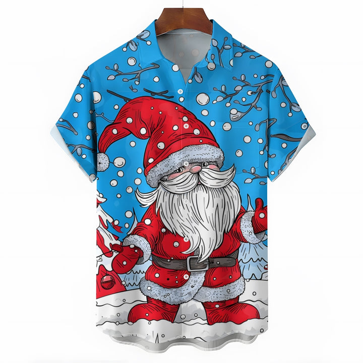 Christmas Snow Santa Claus Casual Short Sleeve Shirt 2410001609