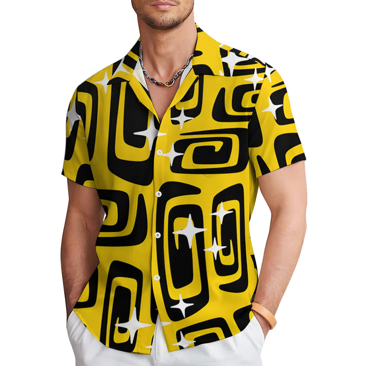 Men's Geometric Print Casual Short Sleeve Shirt 2404001713