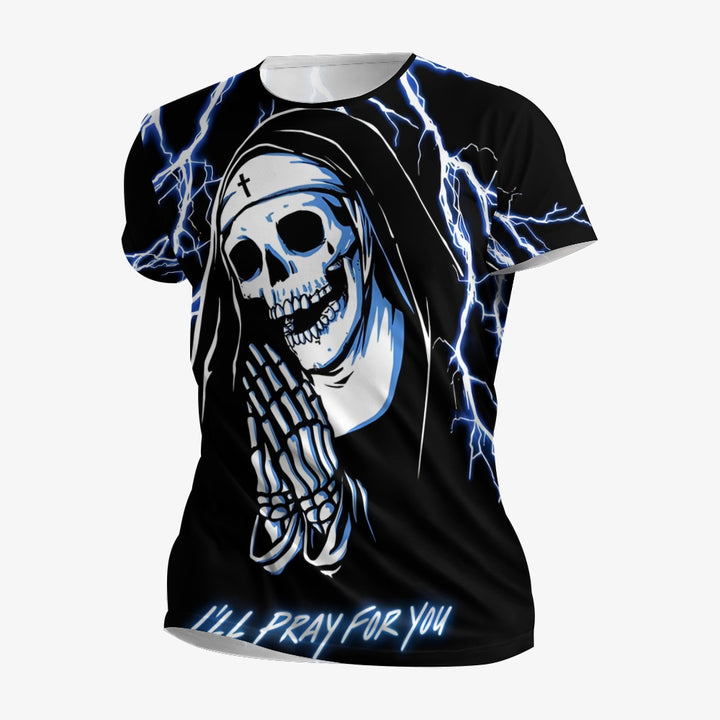 Halloween Skeleton Nun Short Sleeve T-Shirt 2408006568