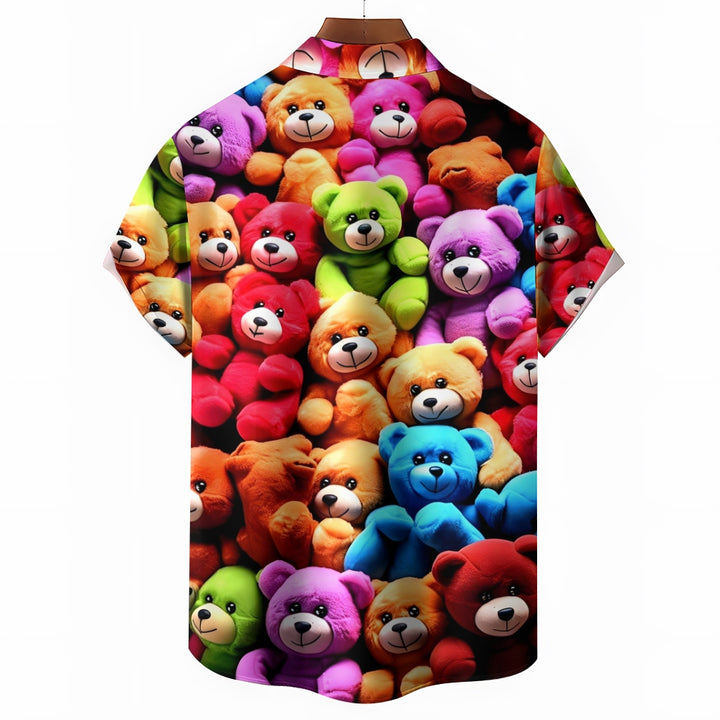 Bear Doll Print Casual Short Sleeve Shirt 2412007609