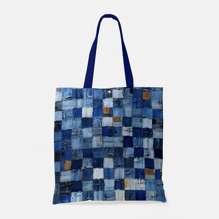 Unisex Geometric Print Fabric Bag with Interior Pocket