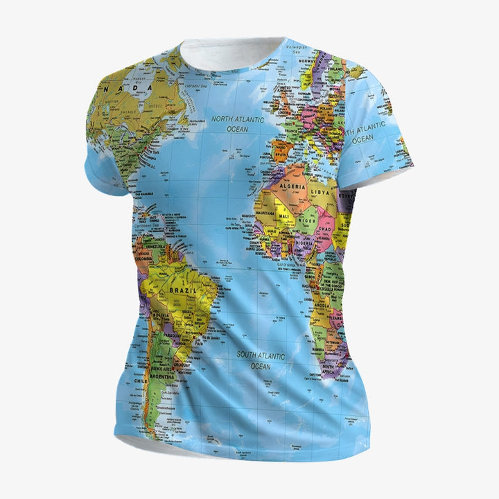 Men's Retro Map Multicolor Short Sleeve T-Shirt