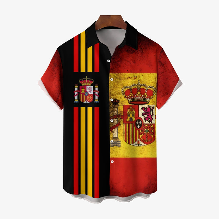 Spain European Cup Casual Large Size Short Sleeve Shirt 2407002090