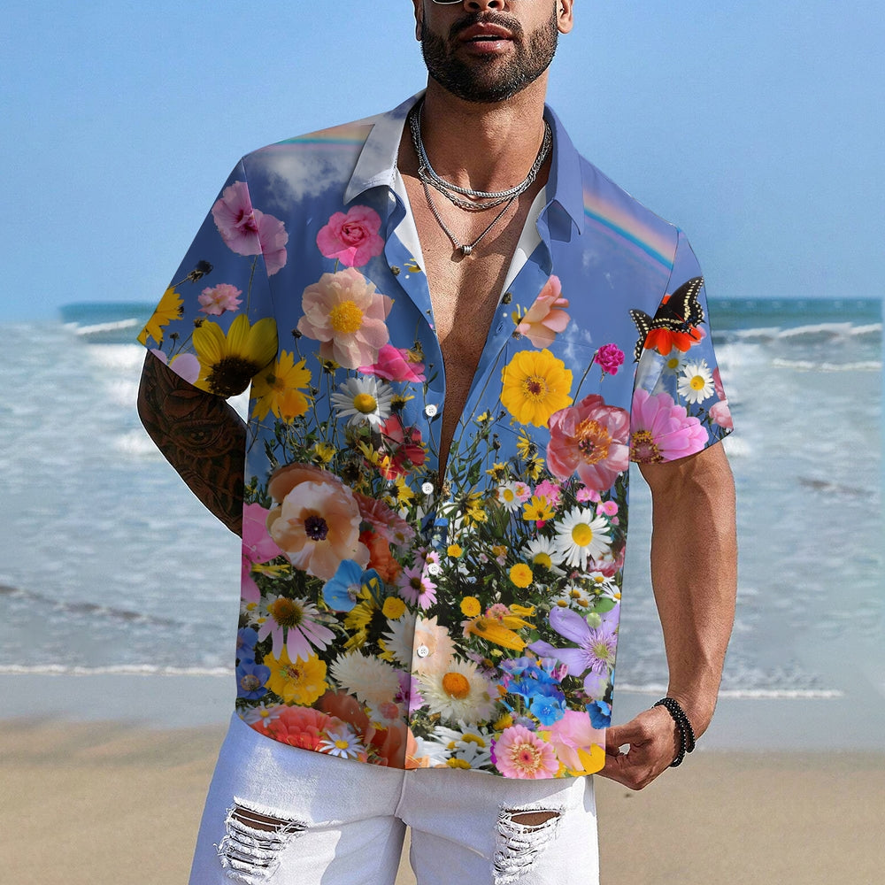 Men'sFlowers Casual Short Sleeve Shirt 2410003777