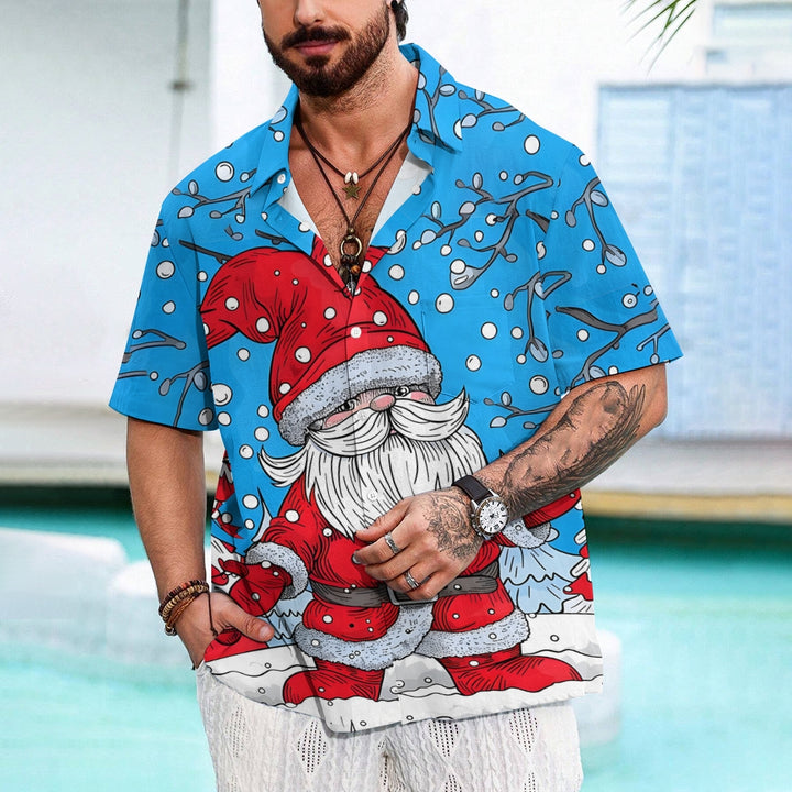 Christmas Snow Santa Claus Casual Short Sleeve Shirt 2410001609